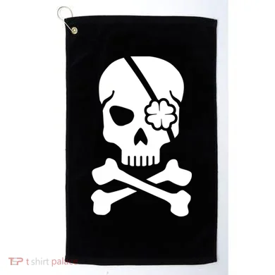 Irish Skull With A Pirate Clover Patch Golf Towel