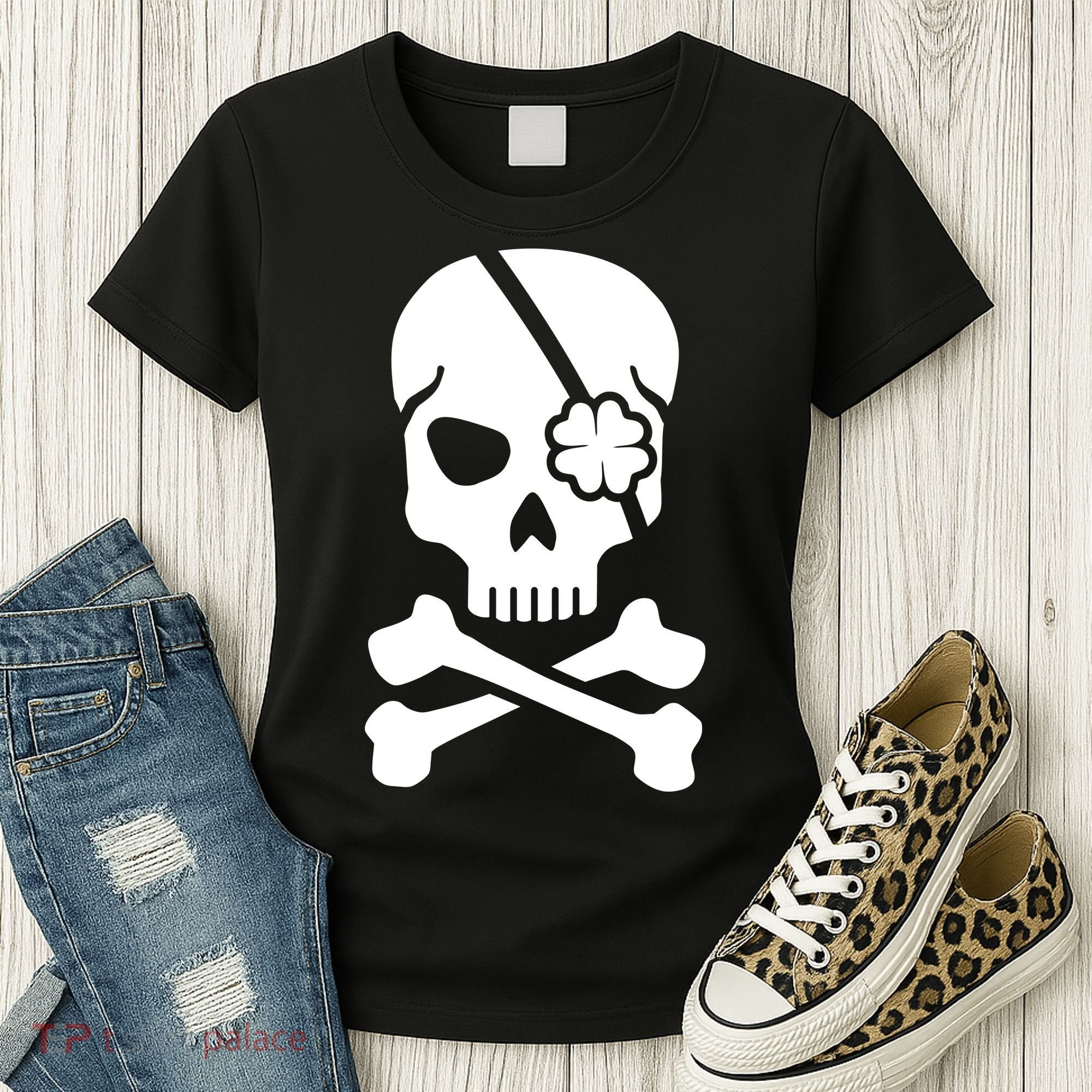 Irish Skull With A Pirate Clover Patch Women's T-Shirt