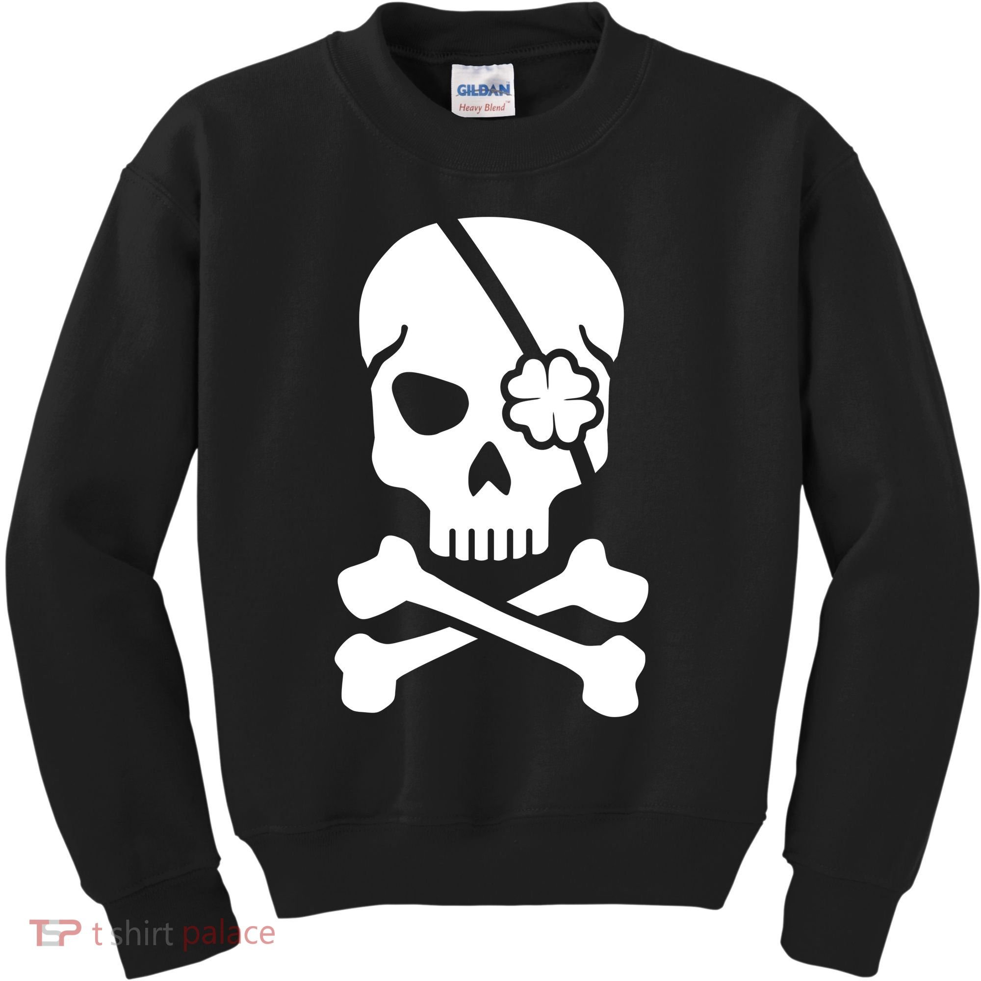 Irish Skull With A Pirate Clover Patch Kids Sweatshirt