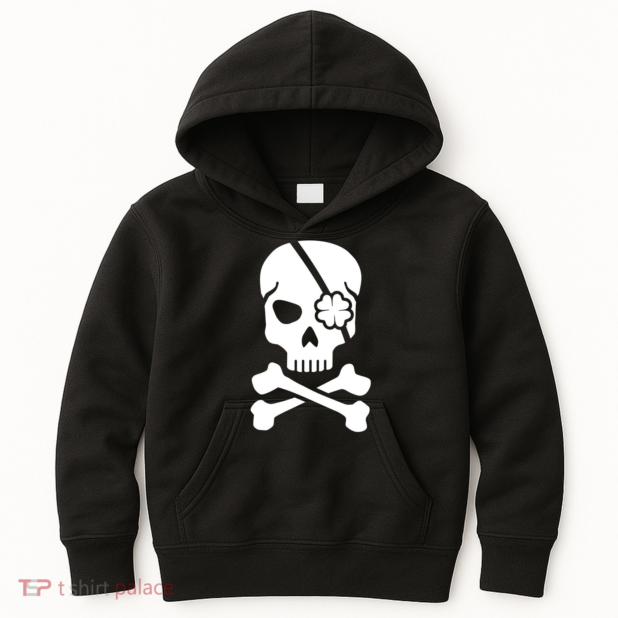 Irish Skull With A Pirate Clover Patch Kids Hoodie