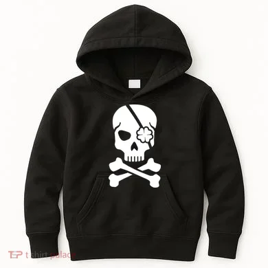 Irish Skull With A Pirate Clover Patch Kids Hoodie
