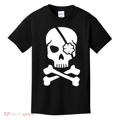 Irish Skull With A Pirate Clover Patch Kids T-Shirt