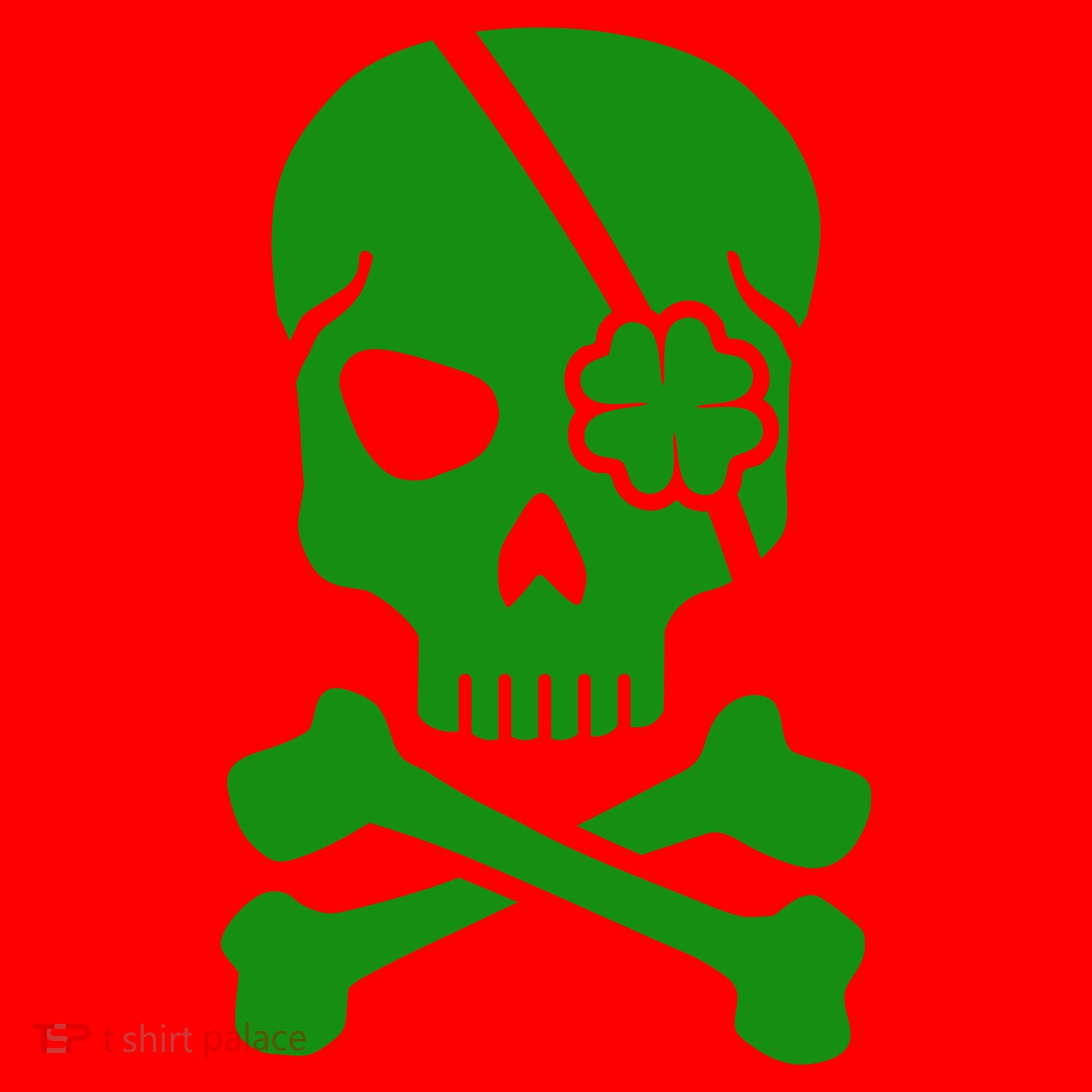 Irish Skull With A Pirate Clover Patch Santa Hat
