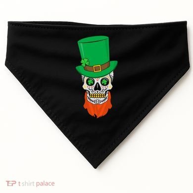 Irish Sugar Skull St. Patrick's Day USA-Made Doggie Bandana