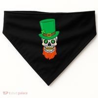 Irish Sugar Skull St. Patrick's Day USA-Made Doggie Bandana thumb 0