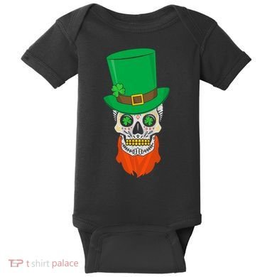 Irish Sugar Skull St. Patrick's Day Baby Bodysuit