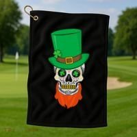Irish Sugar Skull St. Patrick's Day Golf Towel thumb 1