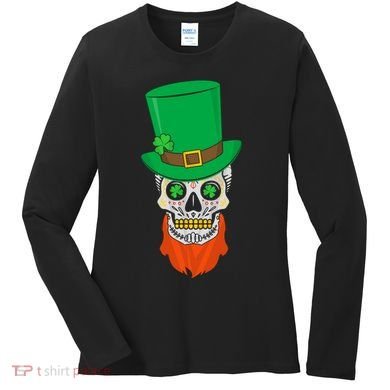 Irish Sugar Skull St. Patrick's Day Women's Long Sleeve Shirt