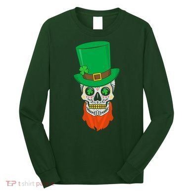 Irish Sugar Skull St. Patrick's Day Long Sleeve Shirt