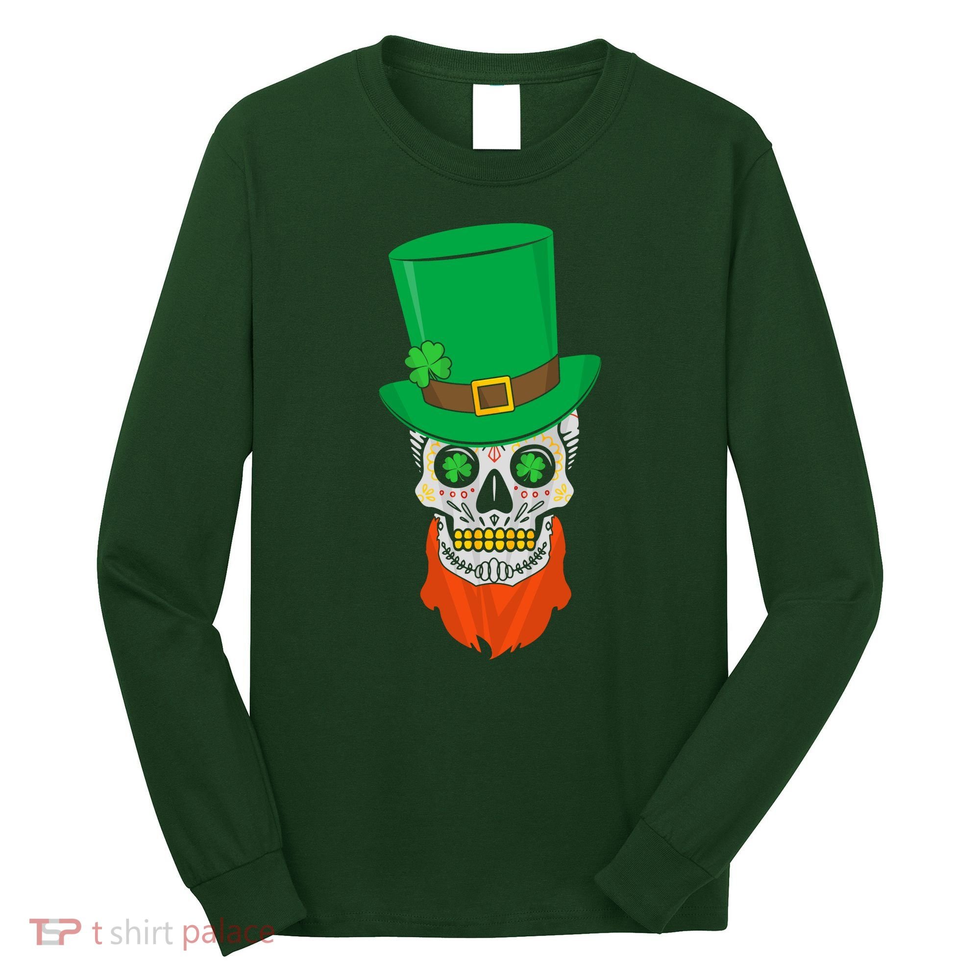 Irish Sugar Skull St. Patrick's Day Long Sleeve Shirt