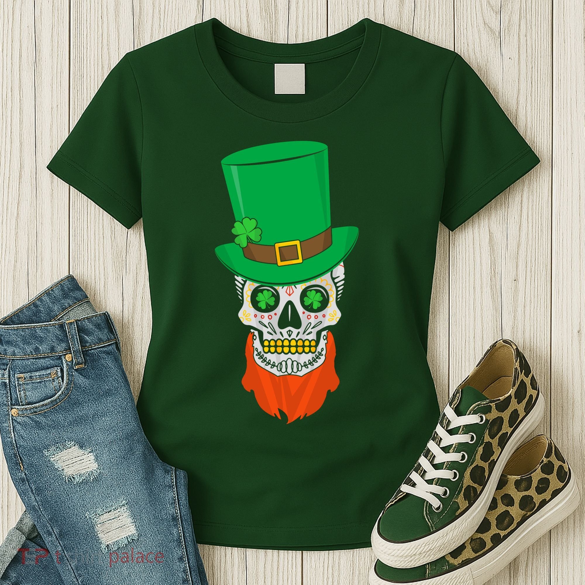 Irish Sugar Skull St. Patrick's Day Women's T-Shirt