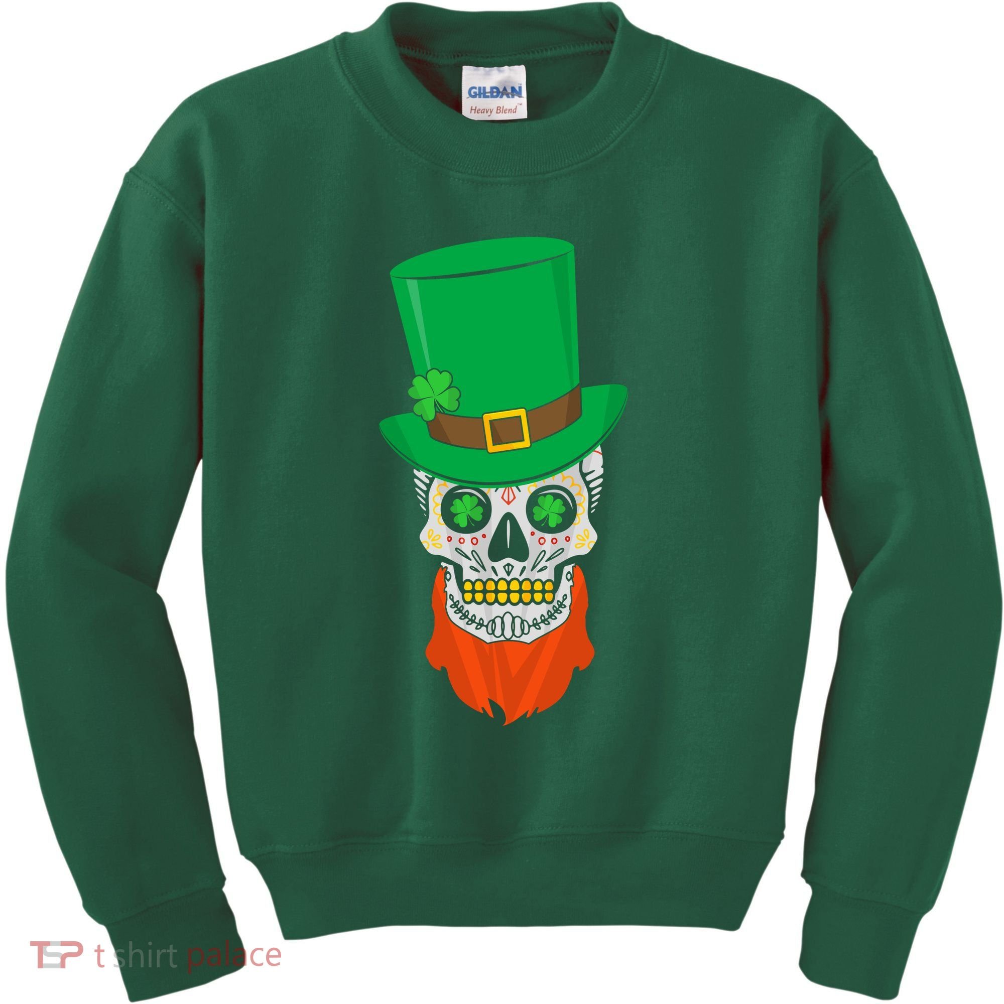Irish Sugar Skull St. Patrick's Day Kids Sweatshirt