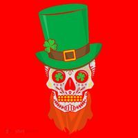 Irish Sugar Skull St. Patrick's Day Santa Hat thumb 1