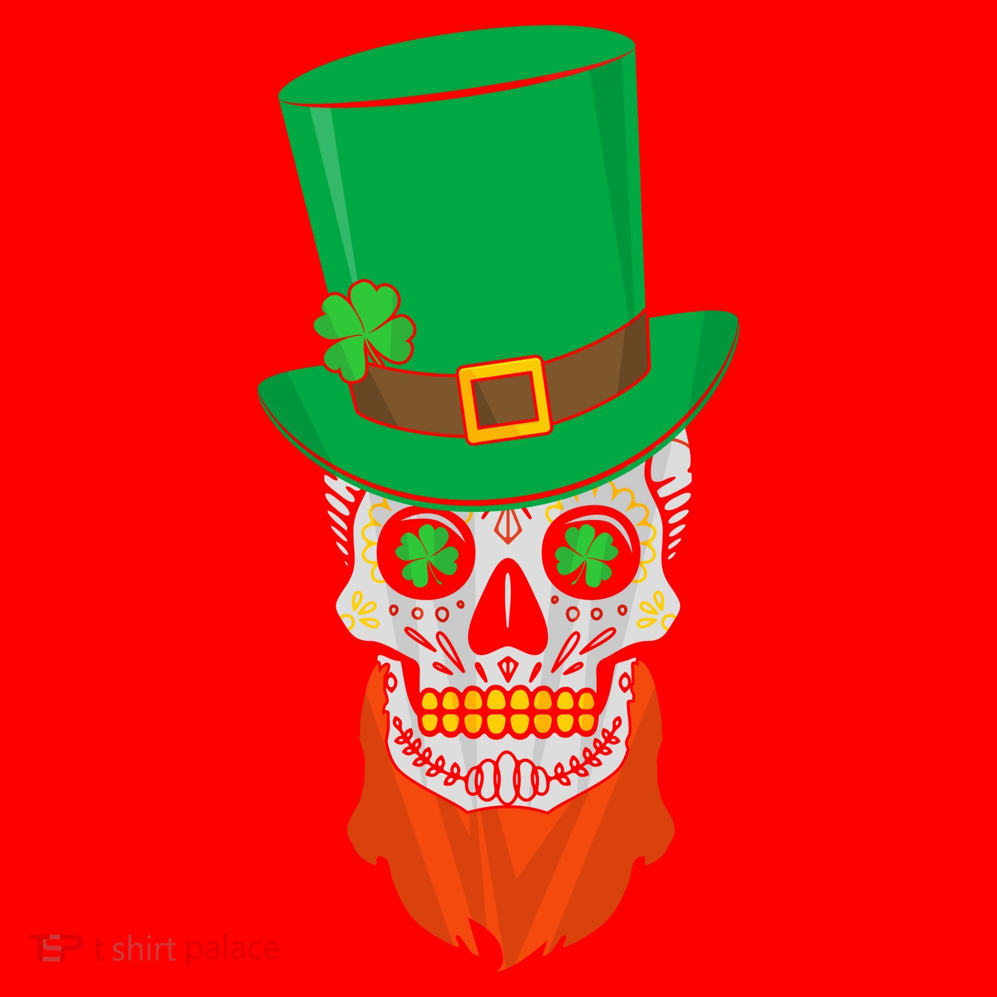 Irish Sugar Skull St. Patrick's Day Santa Hat