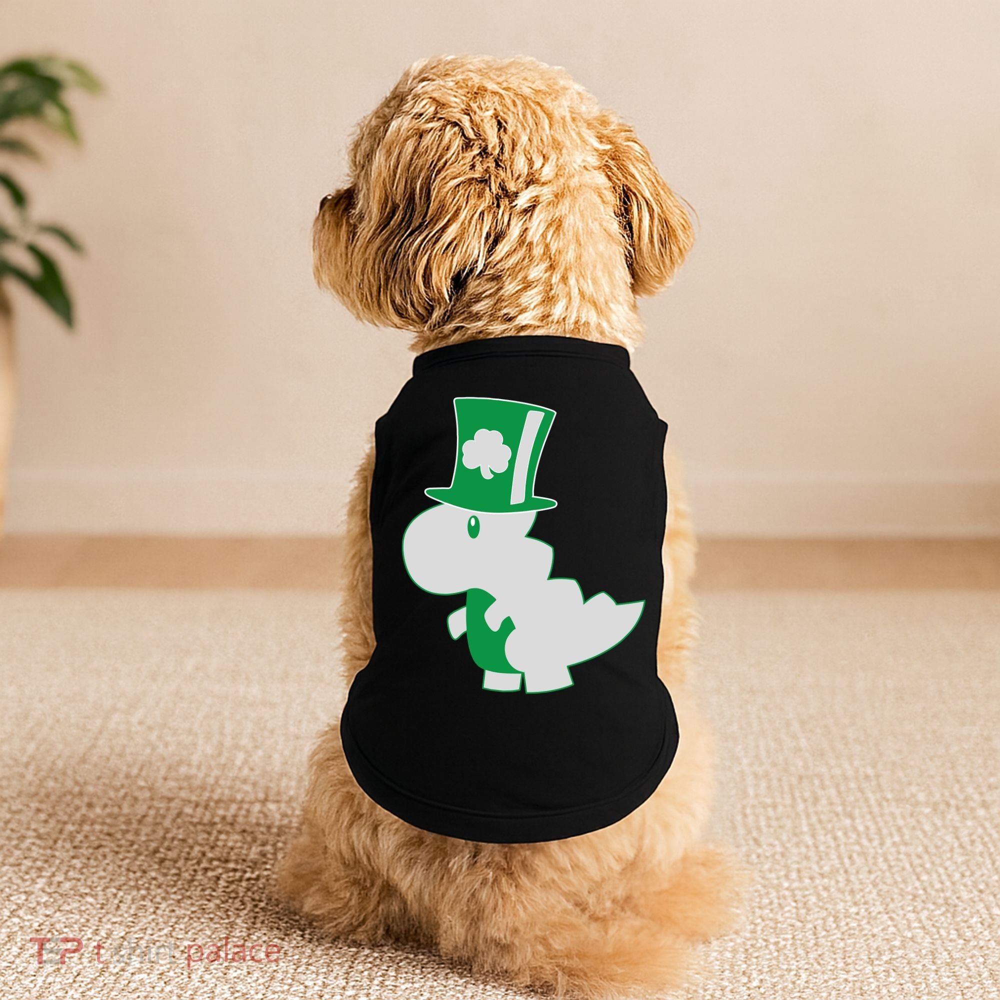Irish T-Rex Dinosaur Clover Cute St. Patrick's Day Doggie Tank