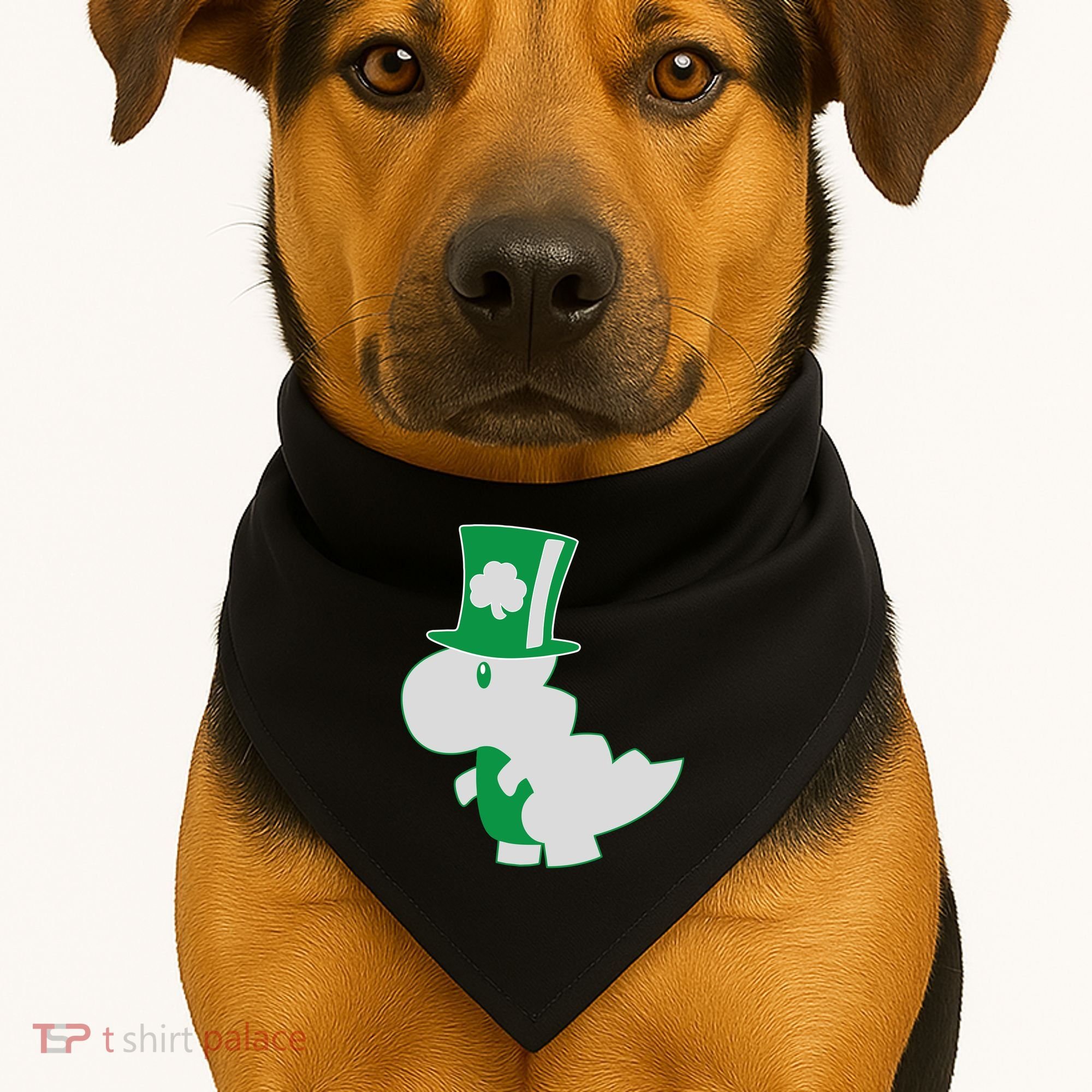 Irish T-Rex Dinosaur Clover Cute St. Patrick's Day USA-Made Doggie Bandana