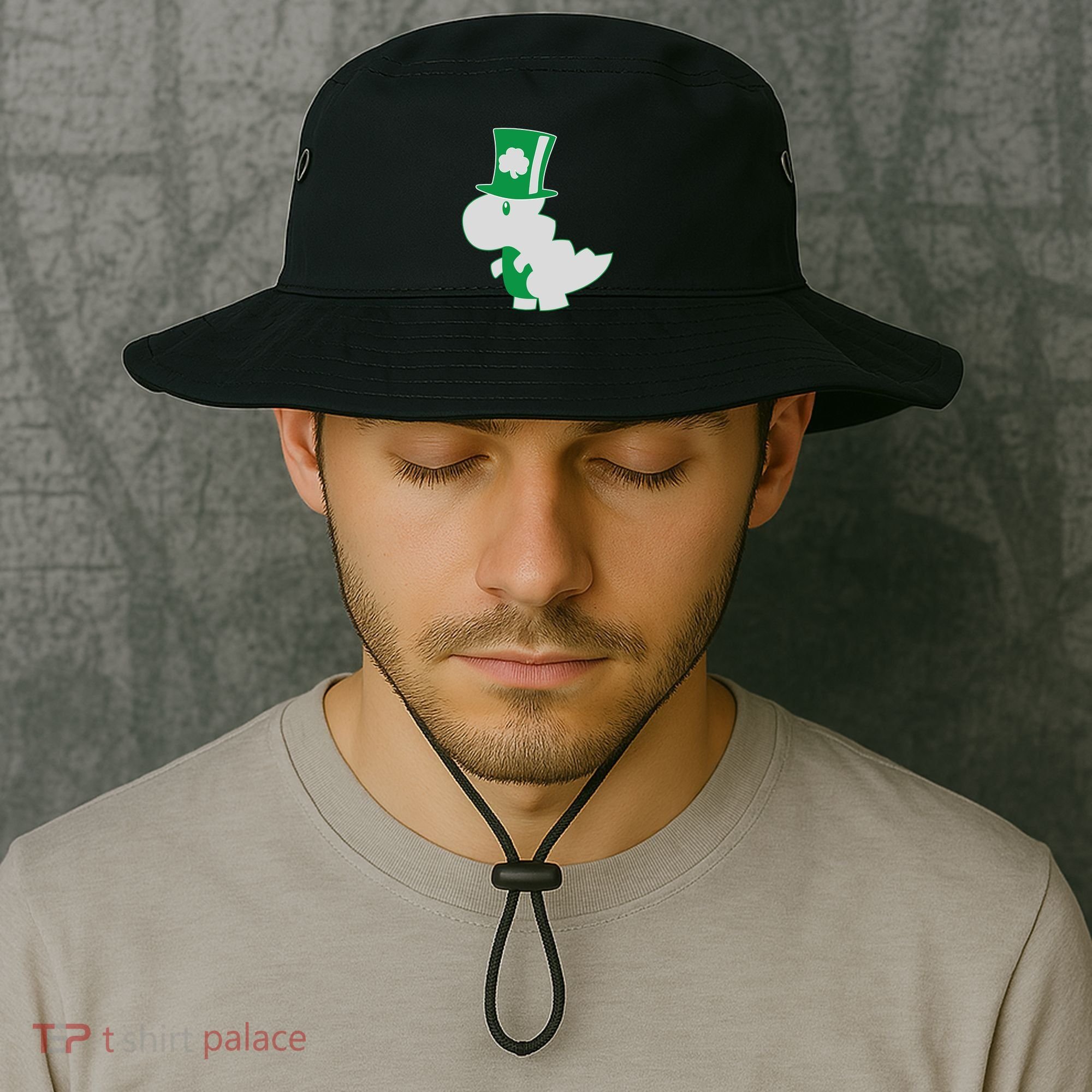 Irish T-Rex Dinosaur Clover Cute St. Patrick's Day Bucket Hat
