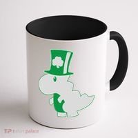Irish T-Rex Dinosaur Clover Cute St. Patrick's Day Coffee Mug thumb 1
