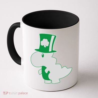 Irish T-Rex Dinosaur Clover Cute St. Patrick's Day Coffee Mug