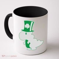 Irish T-Rex Dinosaur Clover Cute St. Patrick's Day Coffee Mug thumb 0