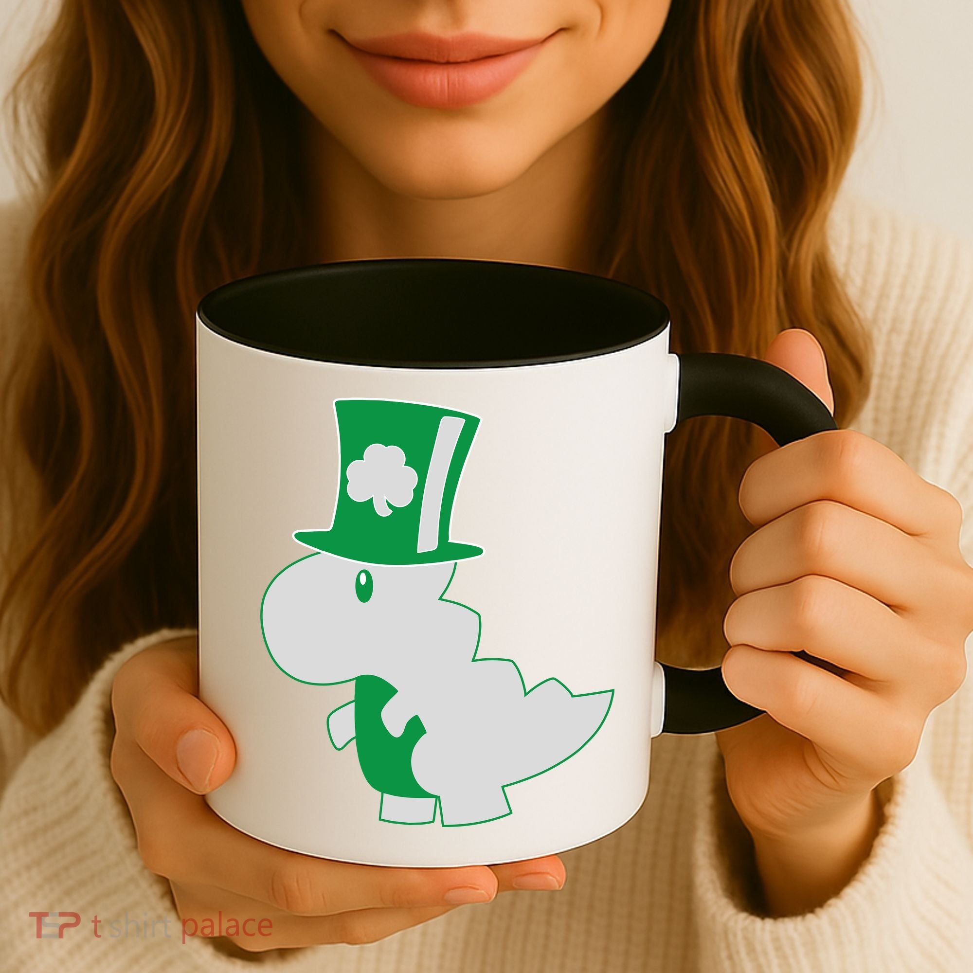 Irish T-Rex Dinosaur Clover Cute St. Patrick's Day Coffee Mug