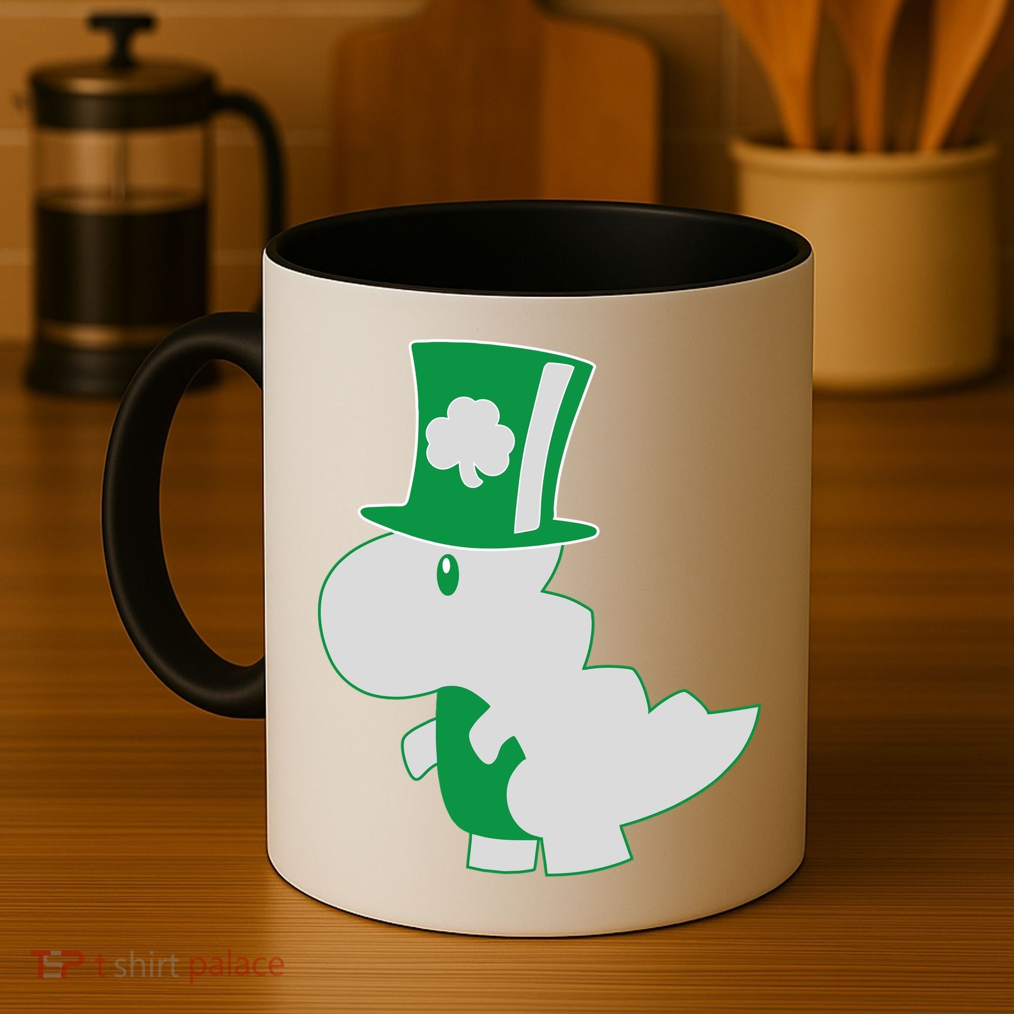 Irish T-Rex Dinosaur Clover Cute St. Patrick's Day Coffee Mug