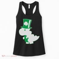 Irish T-Rex Dinosaur Clover Cute St. Patrick's Day Women's Tank Top thumb 0