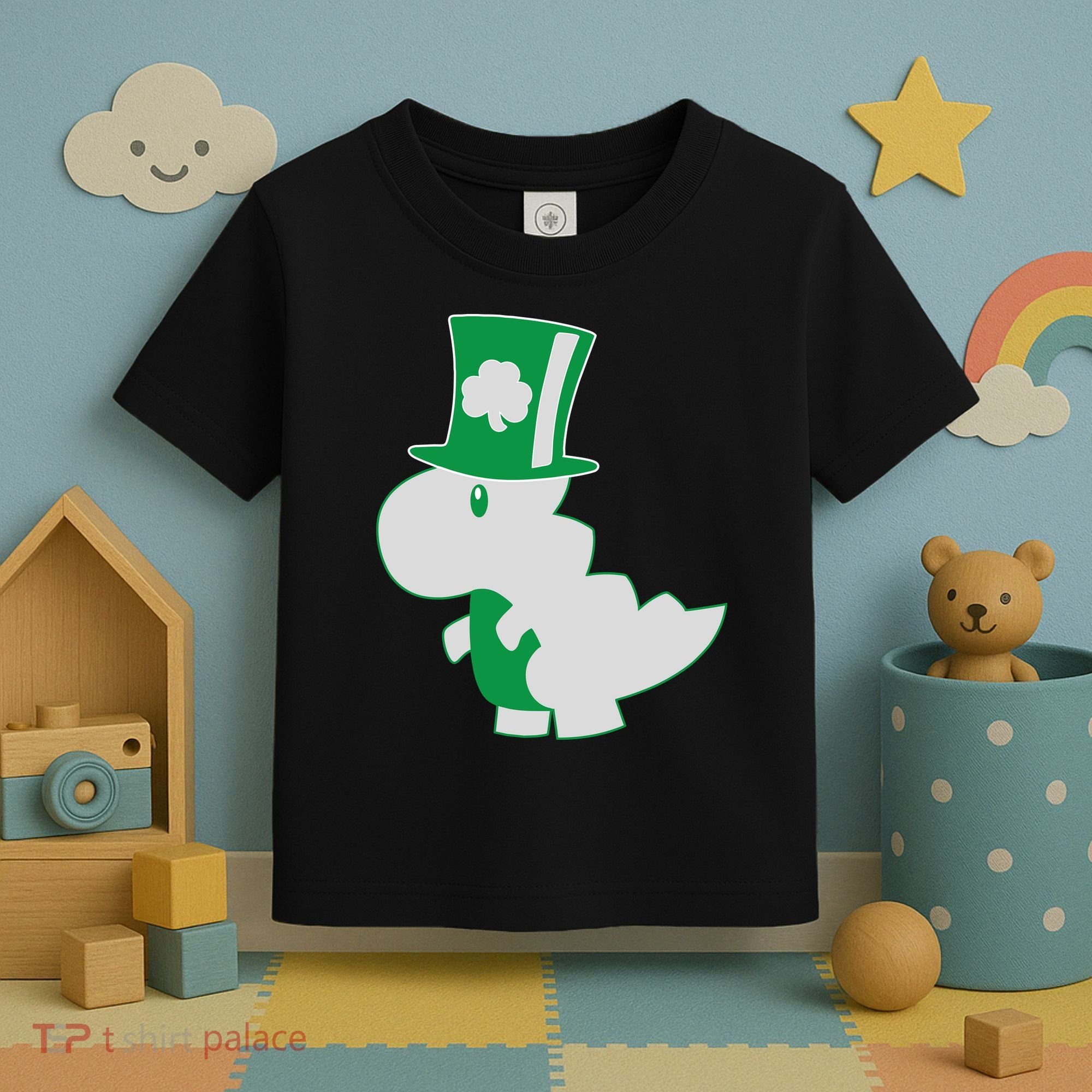 Irish T-Rex Dinosaur Clover Cute St. Patrick's Day Toddler T-Shirt