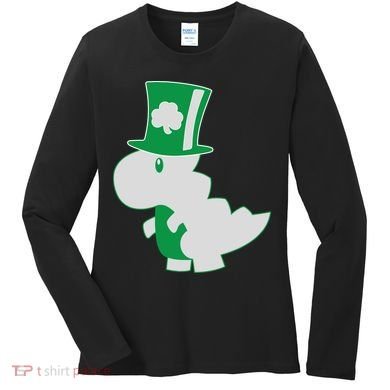 Irish T-Rex Dinosaur Clover Cute St. Patrick's Day Women's Long Sleeve Shirt