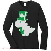 Irish T-Rex Dinosaur Clover Cute St. Patrick's Day Women's Long Sleeve Shirt thumb 0