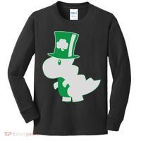 Irish T-Rex Dinosaur Clover Cute St. Patrick's Day Kids Long Sleeve Shirt thumb 0