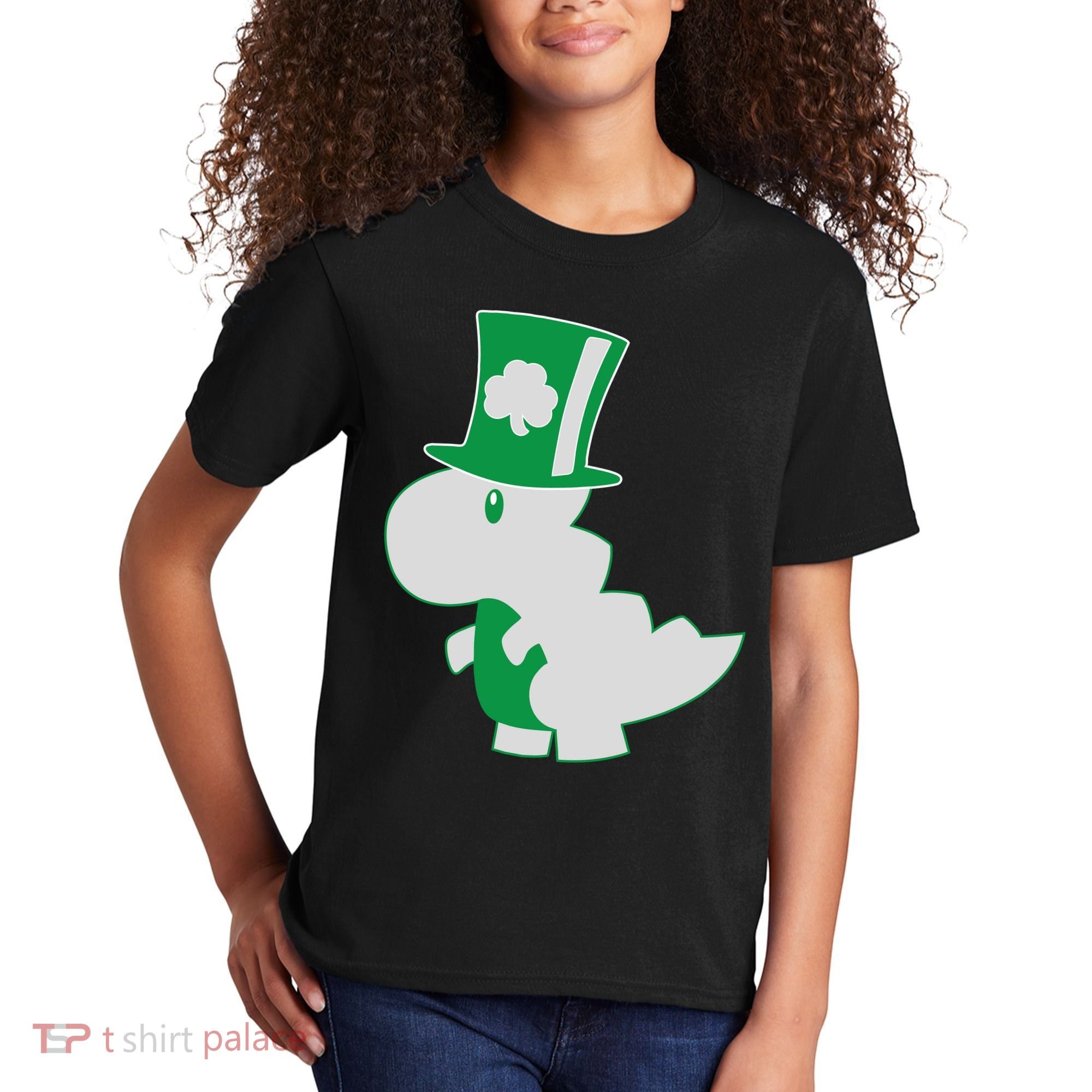 Irish T-Rex Dinosaur Clover Cute St. Patrick's Day Kids T-Shirt