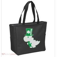 Irish T-Rex Dinosaur Clover Cute St. Patrick's Day Tote Bag thumb 2