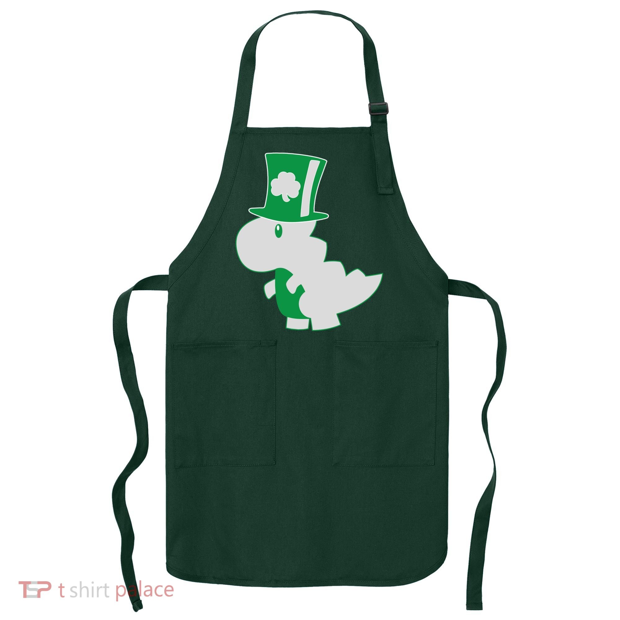 Irish T-Rex Dinosaur Clover Cute St. Patrick's Day Apron