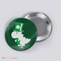 Irish T-Rex Dinosaur Clover Cute St. Patrick's Day Button thumb 0