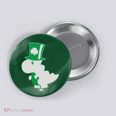Irish T-Rex Dinosaur Clover Cute St. Patrick's Day Button