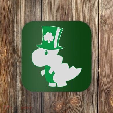 Irish T-Rex Dinosaur Clover Cute St. Patrick's Day Coaster