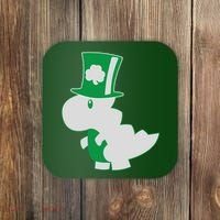 Irish T-Rex Dinosaur Clover Cute St. Patrick's Day Coaster thumb 0