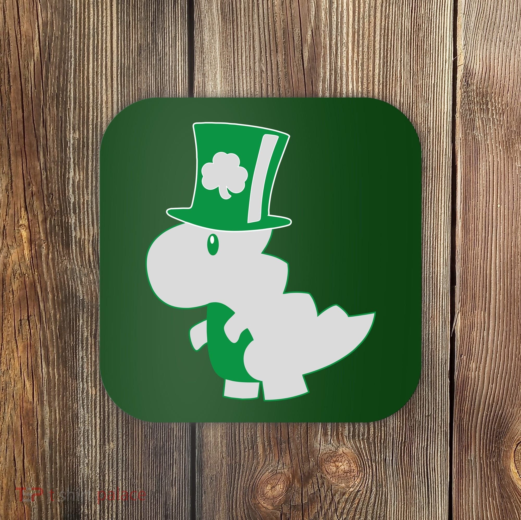 Irish T-Rex Dinosaur Clover Cute St. Patrick's Day Coaster
