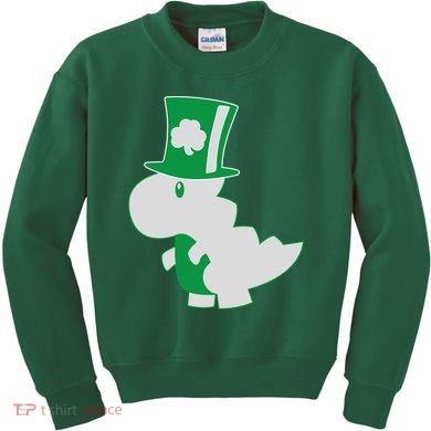 Irish T-Rex Dinosaur Clover Cute St. Patrick's Day Kids Sweatshirt