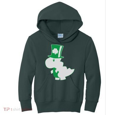 Irish T-Rex Dinosaur Clover Cute St. Patrick's Day Kids Hoodie