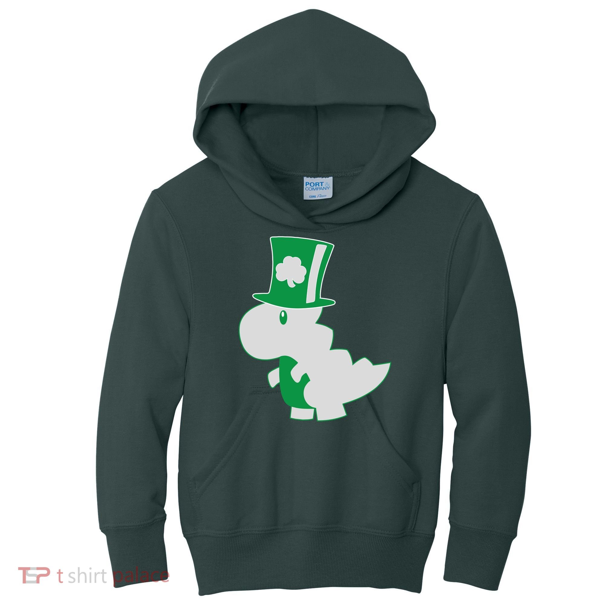 Irish T-Rex Dinosaur Clover Cute St. Patrick's Day Kids Hoodie