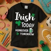 Irish Today Hungover Tomorrow Funny St Patricks Day Kids T-Shirt thumb 3