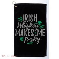 Irish Whiskey Makes Me Frisky Funny Golf Towel thumb 0