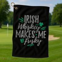 Irish Whiskey Makes Me Frisky Funny Golf Towel thumb 1