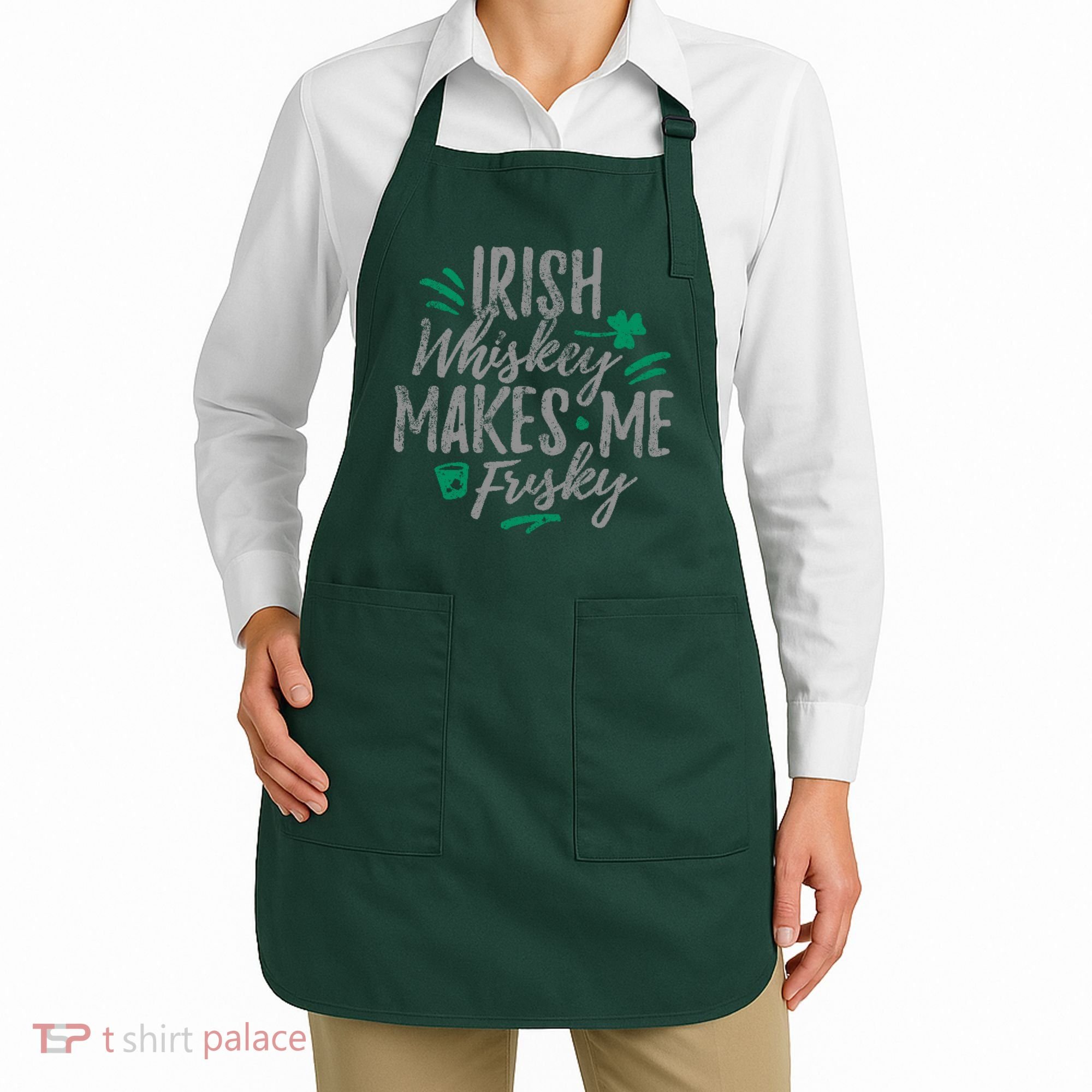 Irish Whiskey Makes Me Frisky Funny Apron