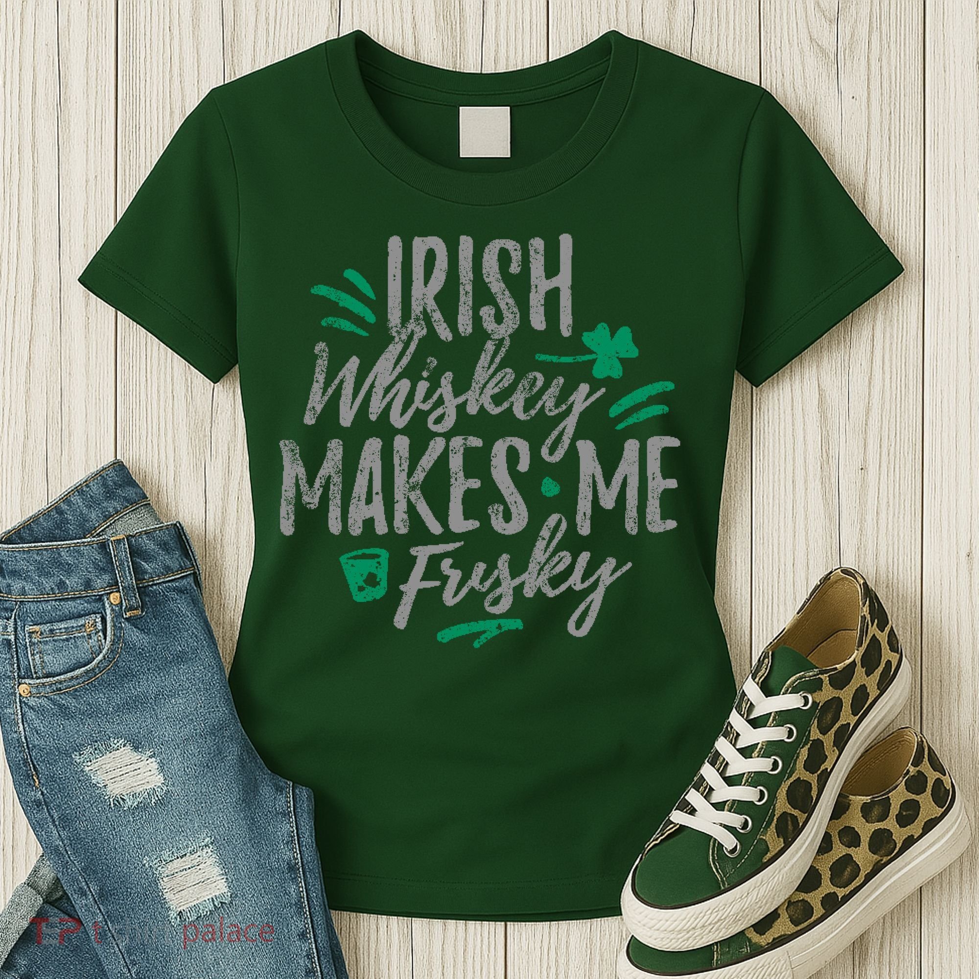 Irish Whiskey Makes Me Frisky Funny Women's T-Shirt