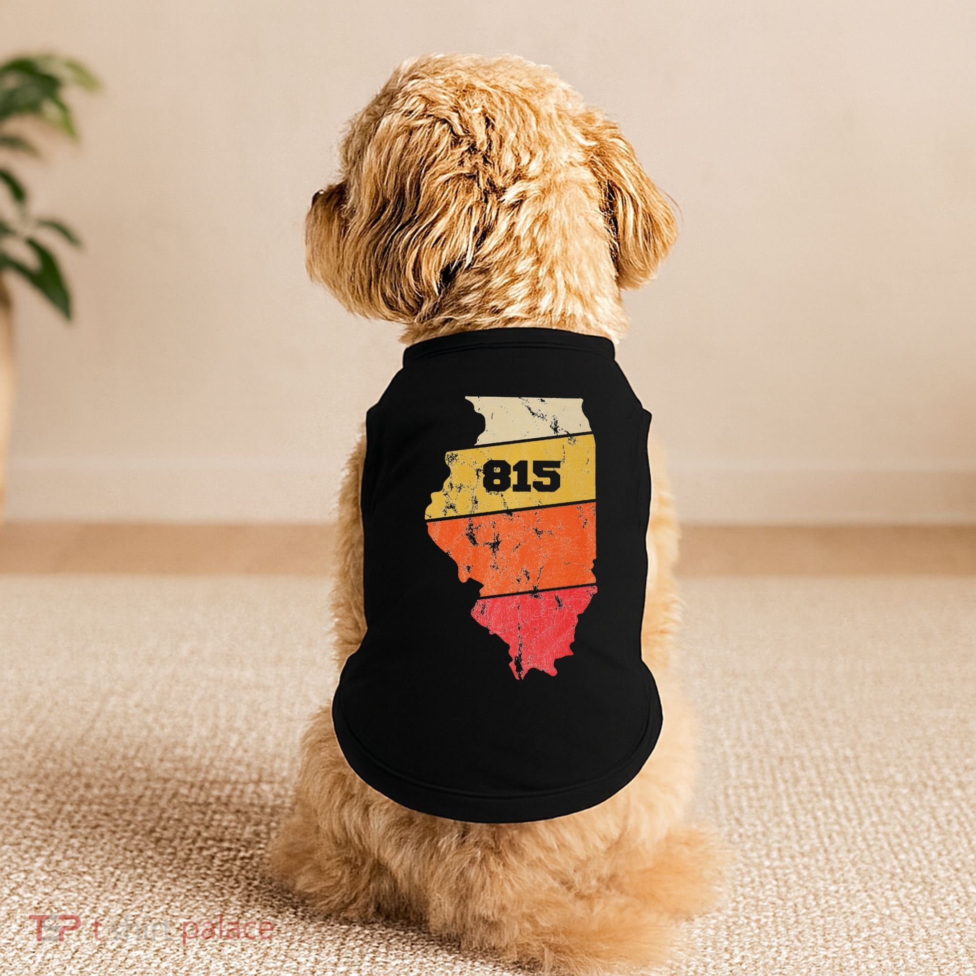 Illinois Retro Local Map Heart Area Code 815 Doggie Tank