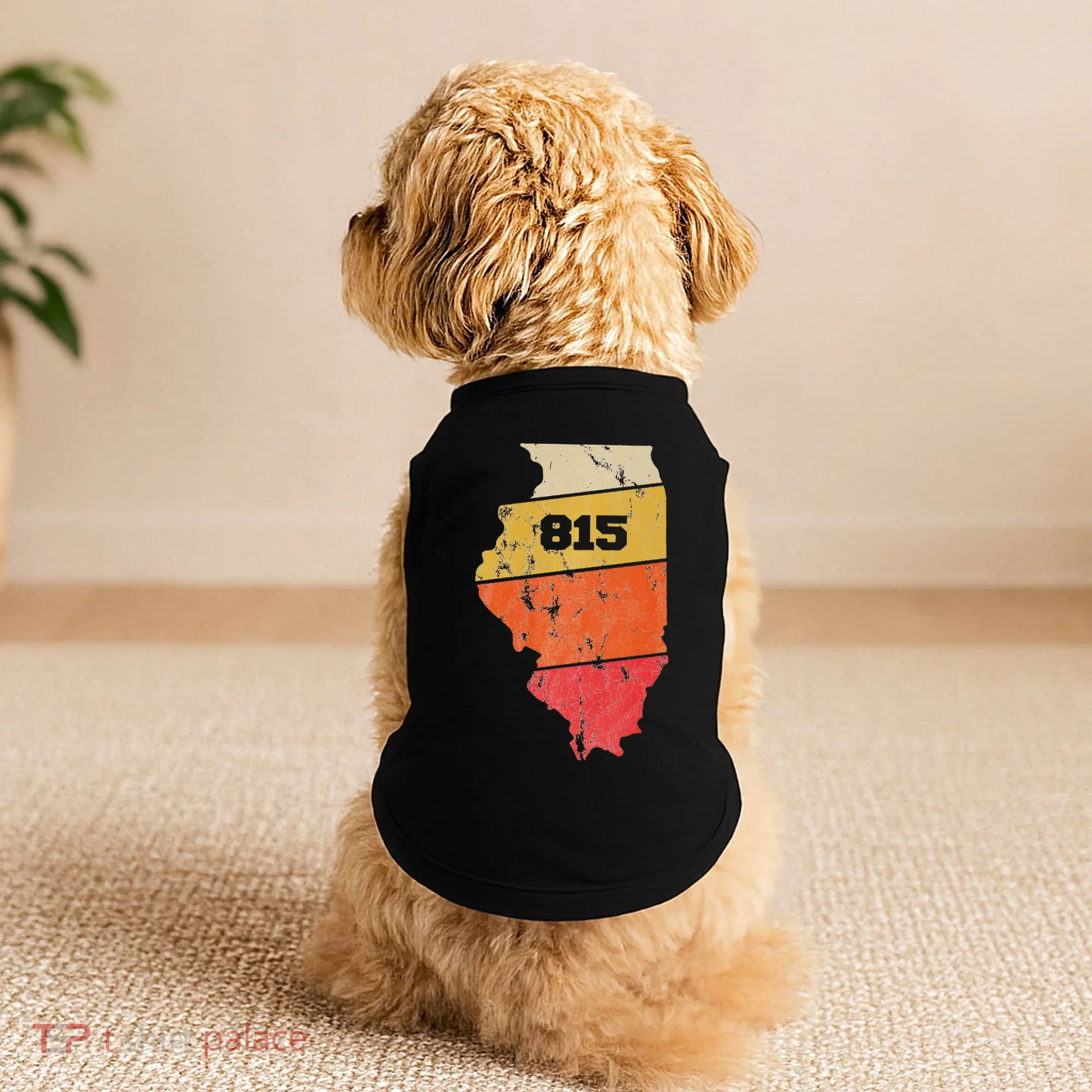 Illinois Retro Local Map Heart Area Code 815 Doggie Tank