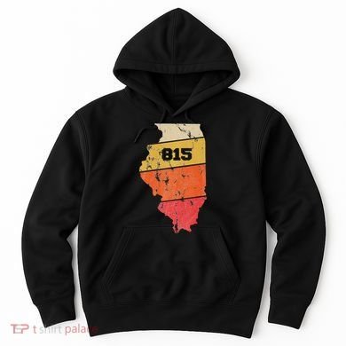 Illinois Retro Local Map Heart Area Code 815 Hoodie